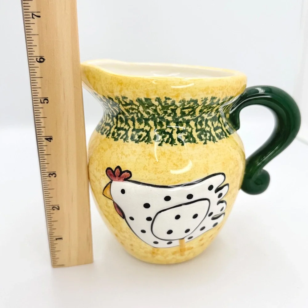 FTD Chicken Pitcher‎ Creamer Yellow Green Farmhouse Ceramic Country Decor
